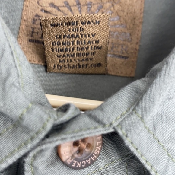 Flyshacker Men's Green Casual Button-Down Shirt 100% Cotton size Large - Picture 5 of 10